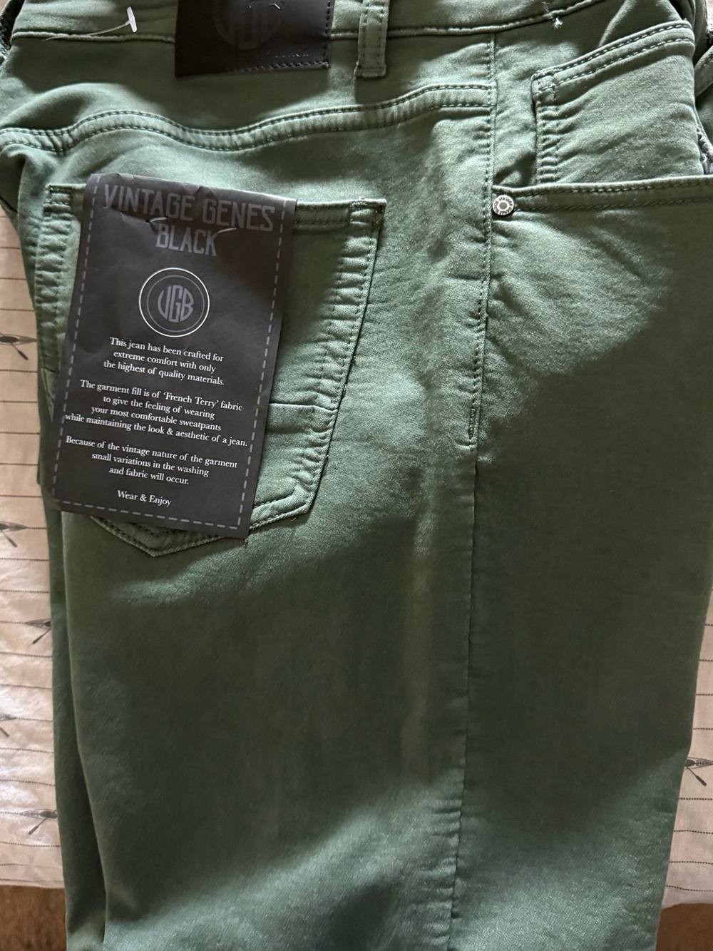Slim Fit Men’s Jeans in Olive Green - Vintage Genes
